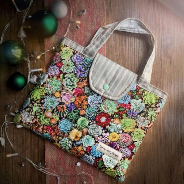 "Crazy Plant Lady" standard booksleeve bag with Trim & matching clasp